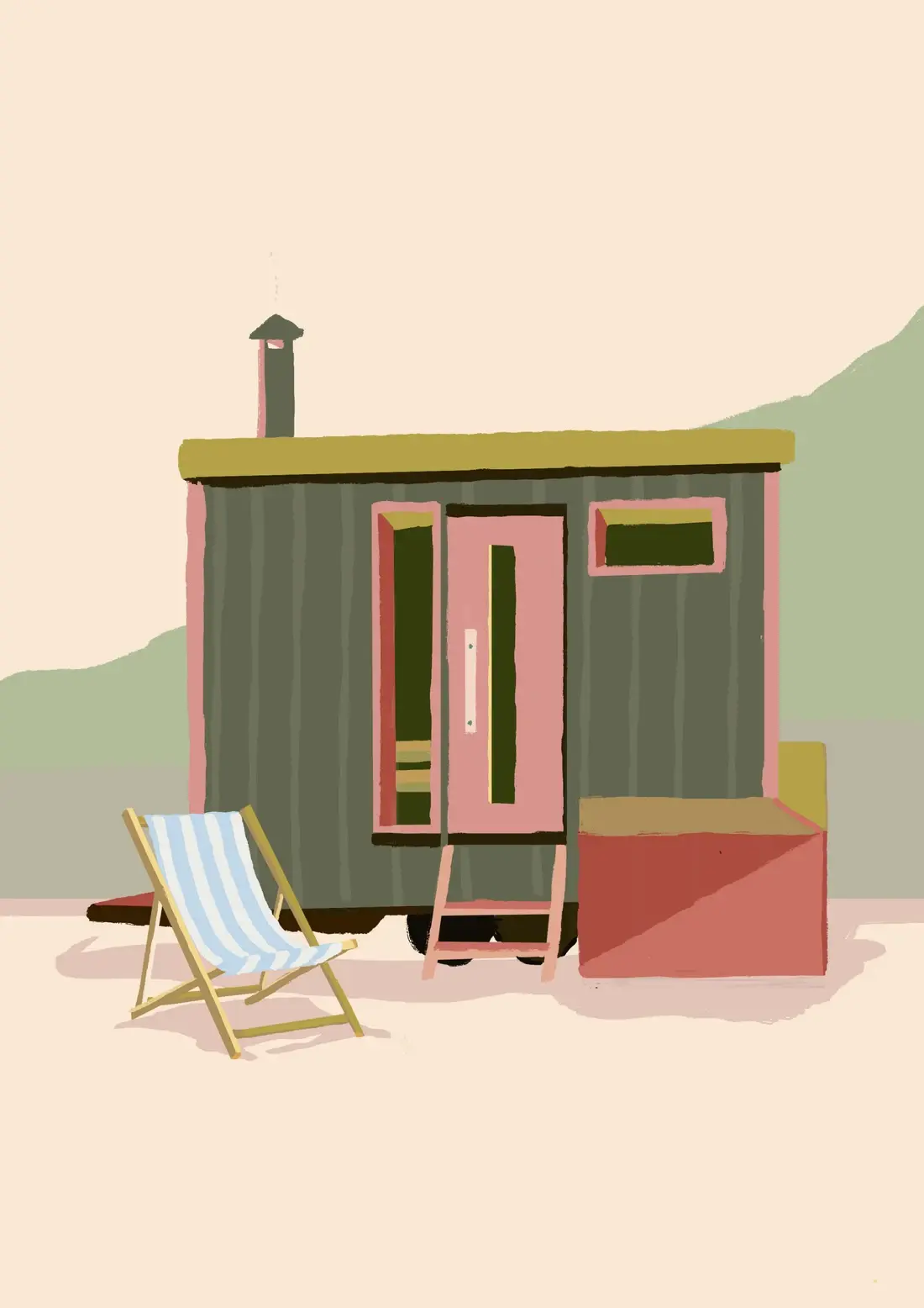 Salty Sauna — A wood-fired sanctuary, deckchair facing the cliff.
